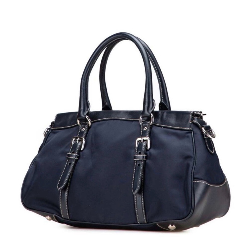 PRADA Nylon Leather 2 Way Shoulder/Top Handle Bag Navy Crossbody (NWOT) - Picture 3 of 11